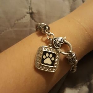 Silver paw print bracelet